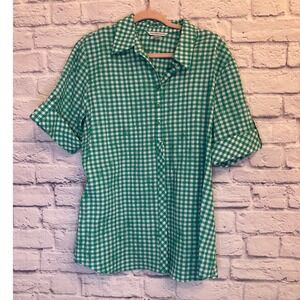 Allison Daley Green Gingham Button Down Shirt Size 18